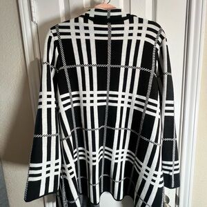 Investments Black and White Checkered Long Sleeve Dress